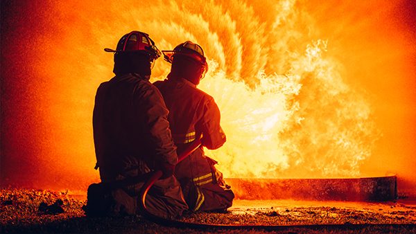 Firefighters in action