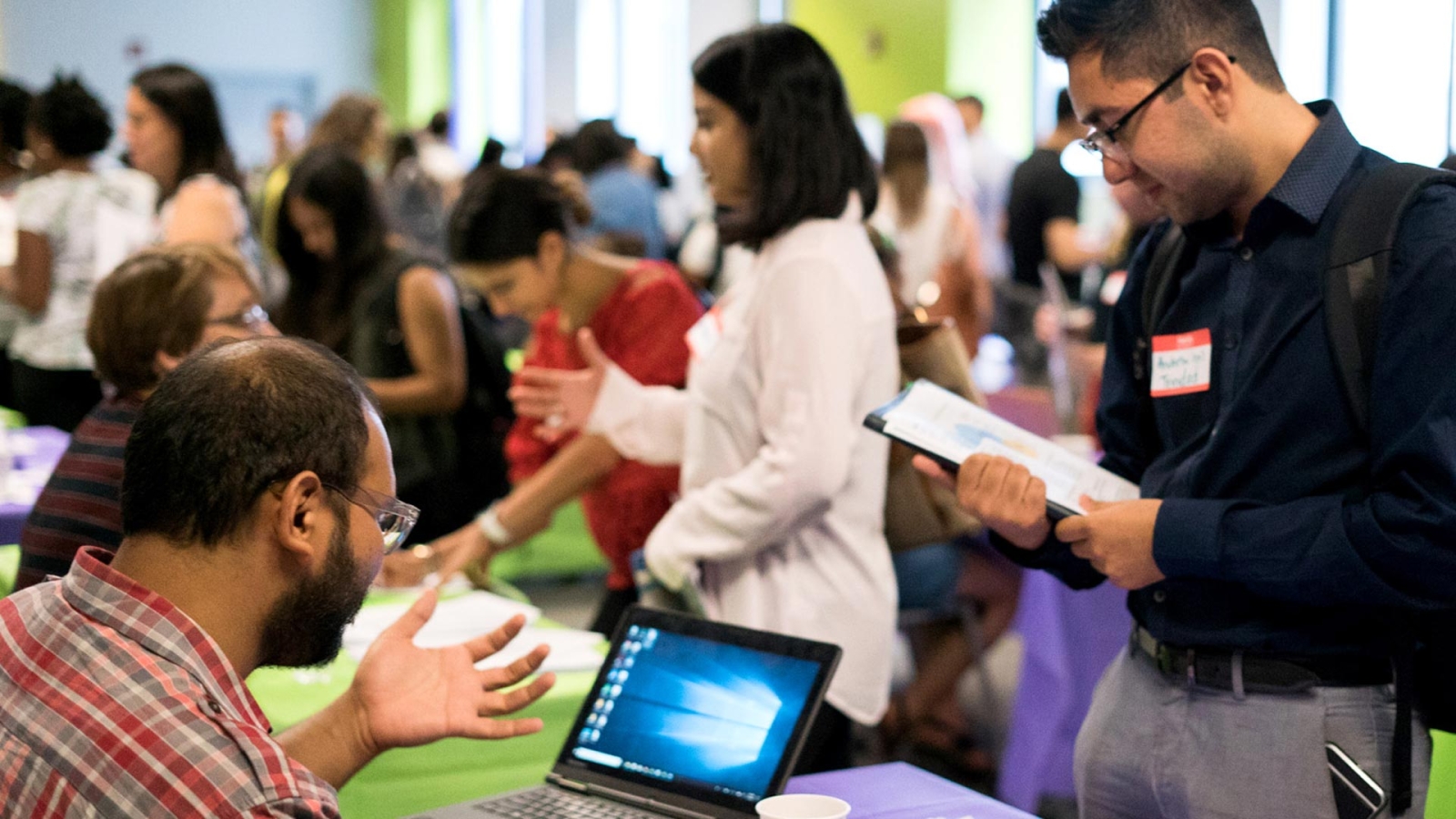 Students at a career fair