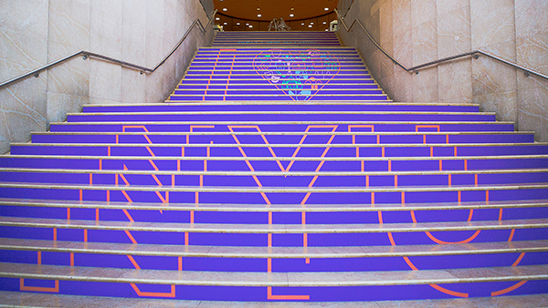 Staircase with NYU letters