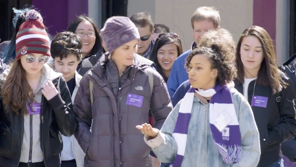 NYU students walking