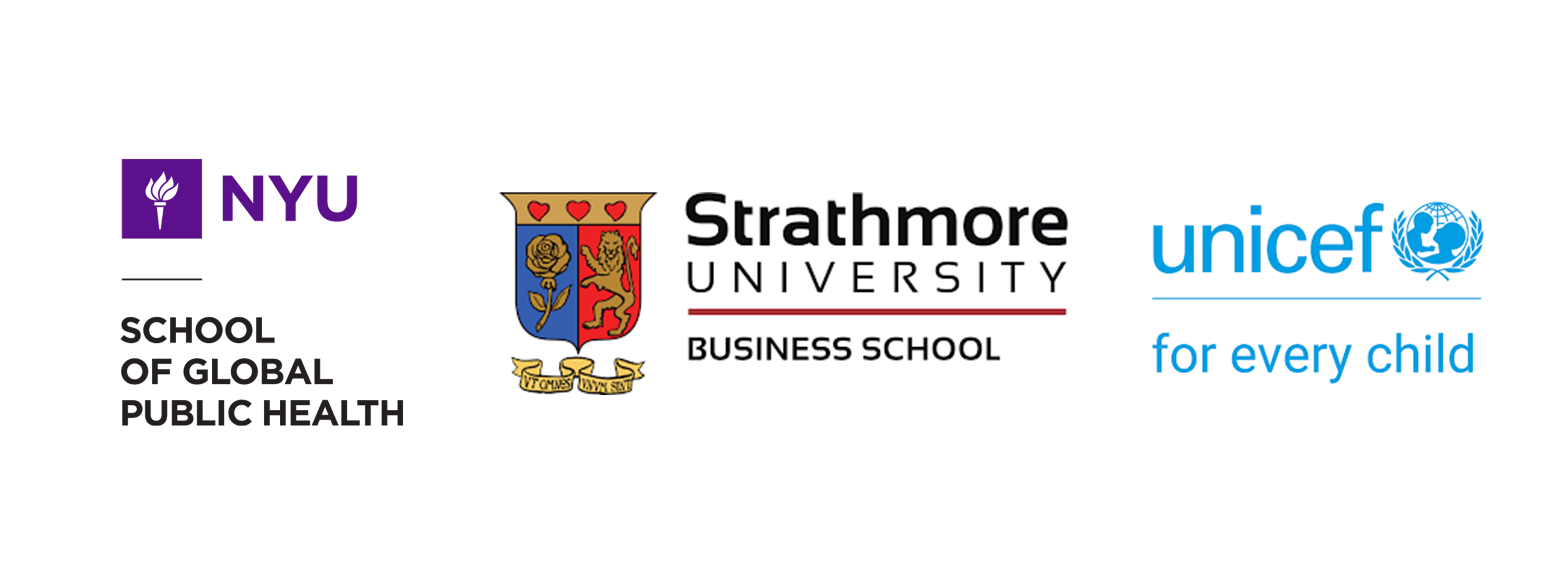 NYU GPH, Strathmore Business School and UNICEF Eastern and Southern Africa Regional Office Logos
