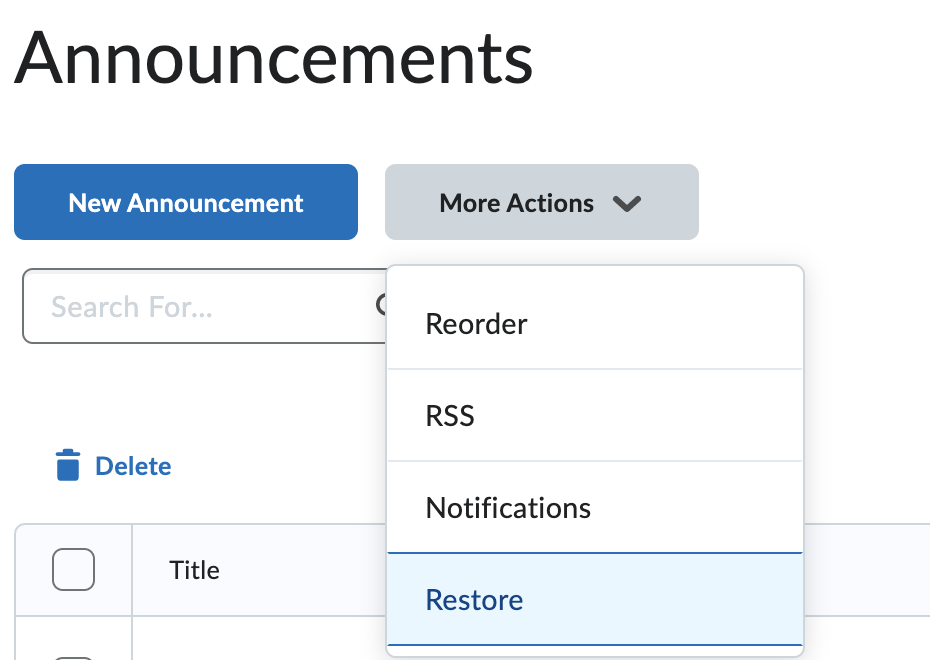 restoring announcements