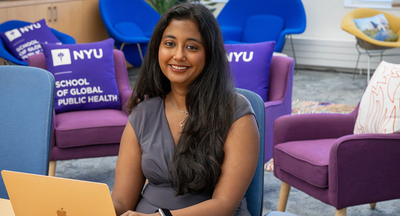 A student working on her laptop