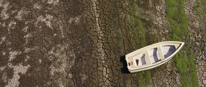 Boat in a dry lake