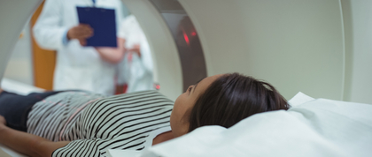 Woman getting a CT scan