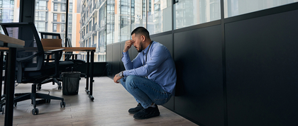 Exhausted office worker suffering from job burnout
